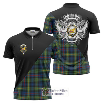 Bailey Modern Tartan Zipper Polo Shirt with Family Crest and Military Logo Style Unisex - Tartan Vibes Clothing