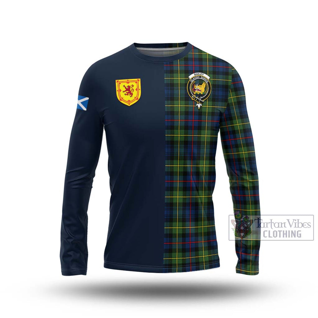Bailey Modern Tartan Long Sleeve T-Shirt Alba with Scottish Lion Royal Arm Half Style Unisex - Tartan Vibes Clothing
