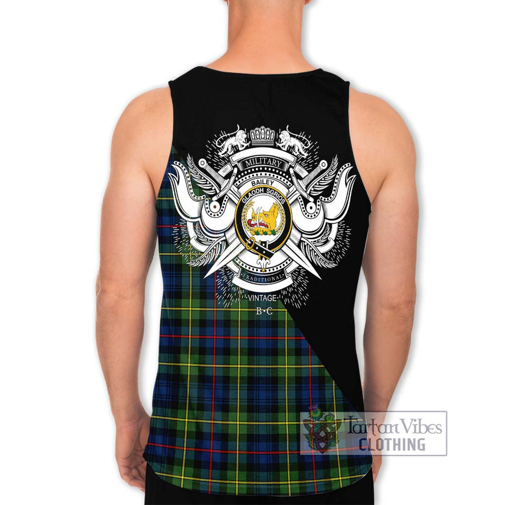 Bailey Modern Tartan Men's Tank Top with Family Crest and Military Logo Style - Tartan Vibes Clothing