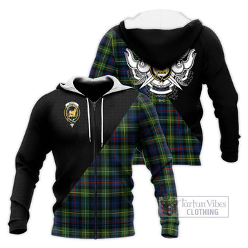 Bailey Modern Tartan Knitted Hoodie with Family Crest and Military Logo Style Unisex Knitted Zip Hoodie - Tartan Vibes Clothing