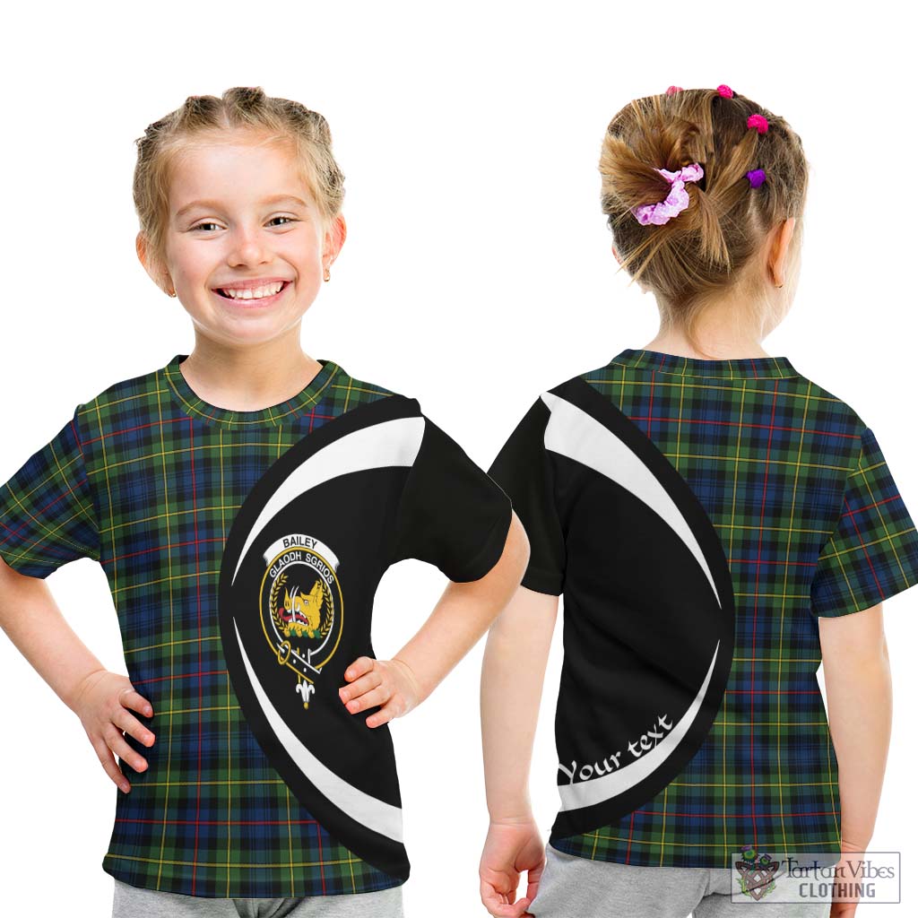 Bailey Modern Tartan Kid T-Shirt with Family Crest Circle Style - Tartan Vibes Clothing