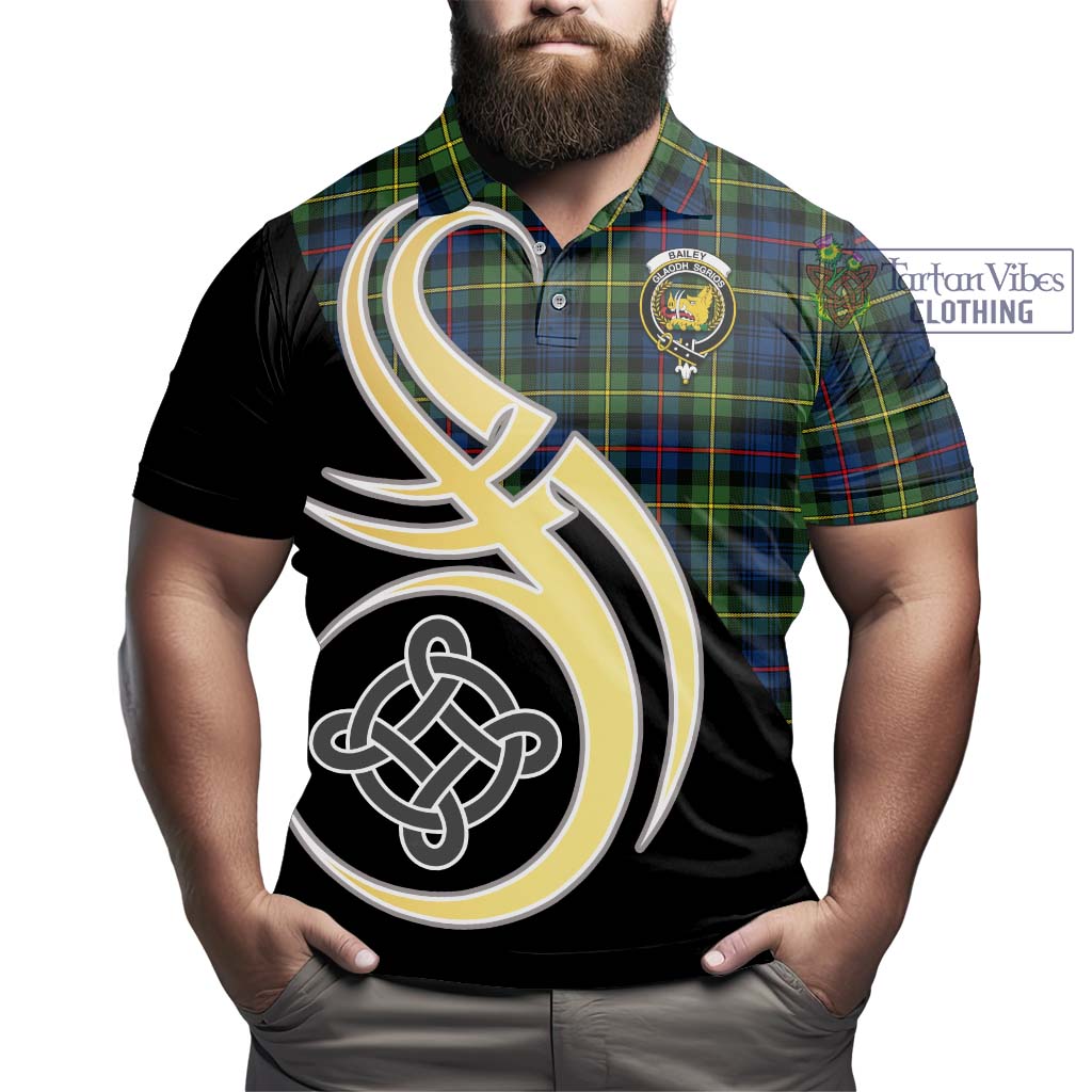 Bailey Modern Tartan Polo Shirt with Family Crest and Celtic Symbol Style - Tartan Vibes Clothing