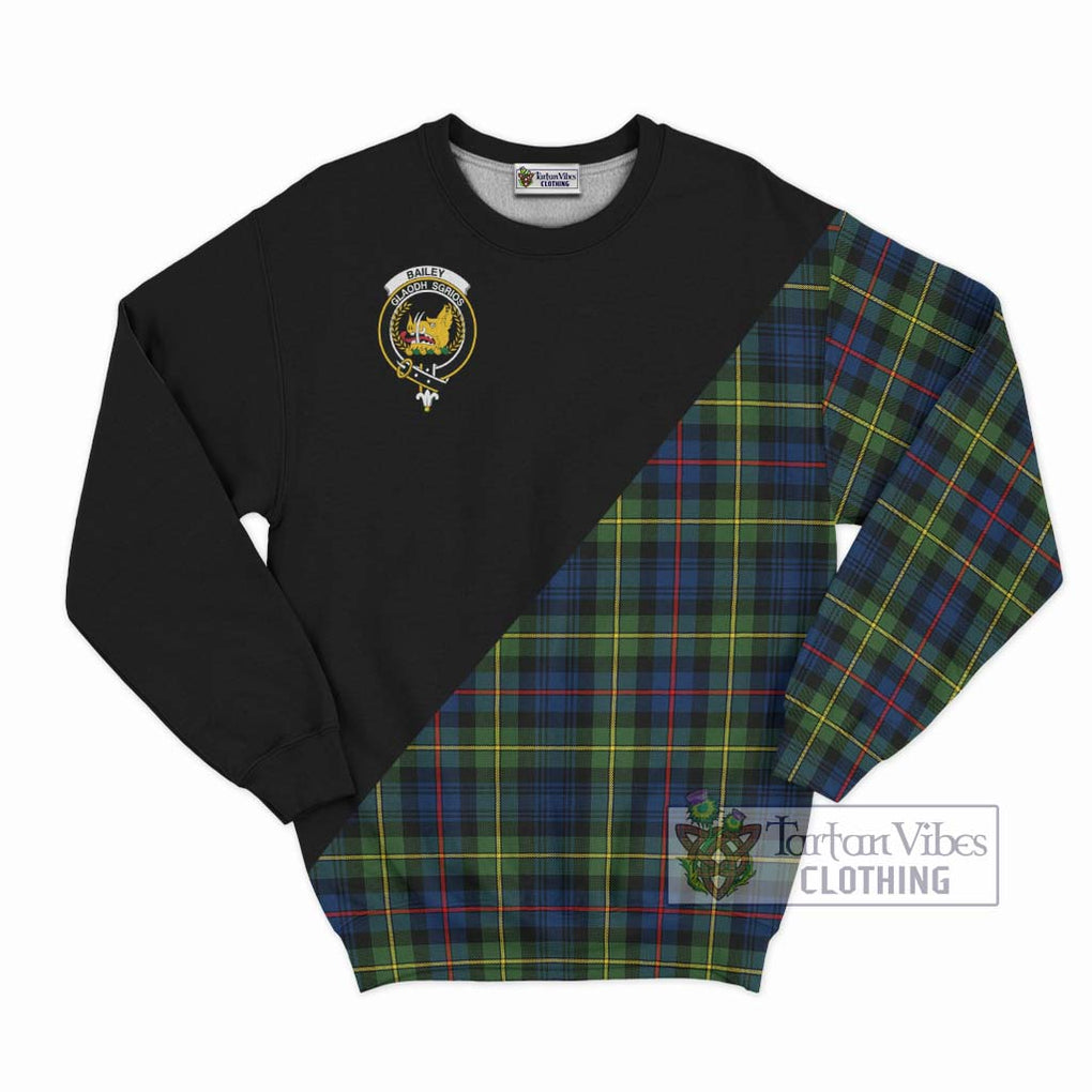 Bailey Modern Tartan Sweatshirt with Family Crest and Military Logo Style - Tartan Vibes Clothing