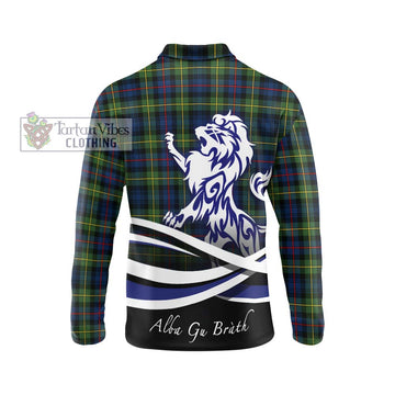 Bailey Modern Tartan Long Sleeve Polo Shirt with Alba Gu Brath Regal Lion Emblem - Tartan Vibes Clothing