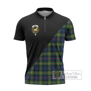 Bailey Modern Tartan Zipper Polo Shirt with Family Crest and Military Logo Style - Tartan Vibes Clothing