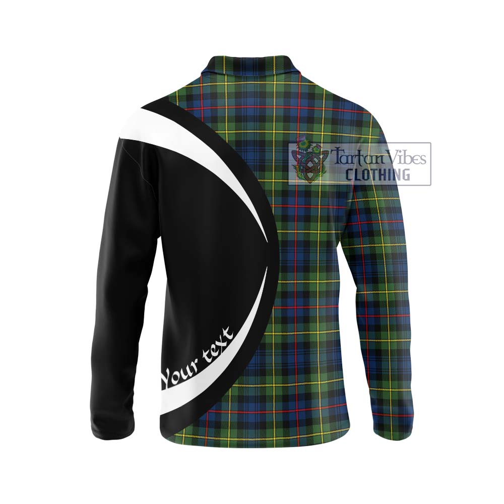 Bailey Modern Tartan Long Sleeve Polo Shirt with Family Crest Circle Style - Tartan Vibes Clothing