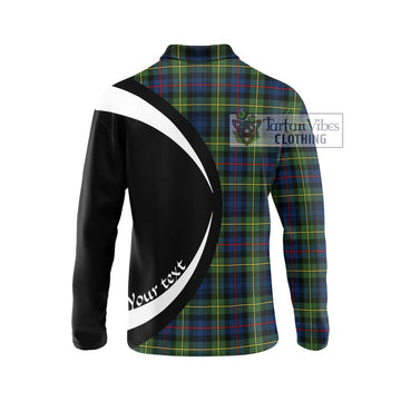 Bailey Modern Tartan Long Sleeve Polo Shirt with Family Crest Circle Style - Tartan Vibes Clothing
