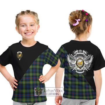 Bailey Modern Tartan Kid T-Shirt with Family Crest and Military Logo Style - Tartan Vibes Clothing