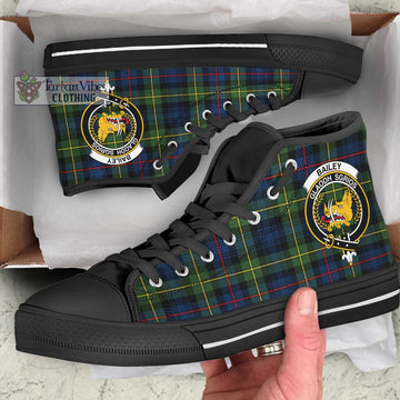 Bailey Modern Tartan High Top Shoes with Family Crest - Tartan Vibes Clothing
