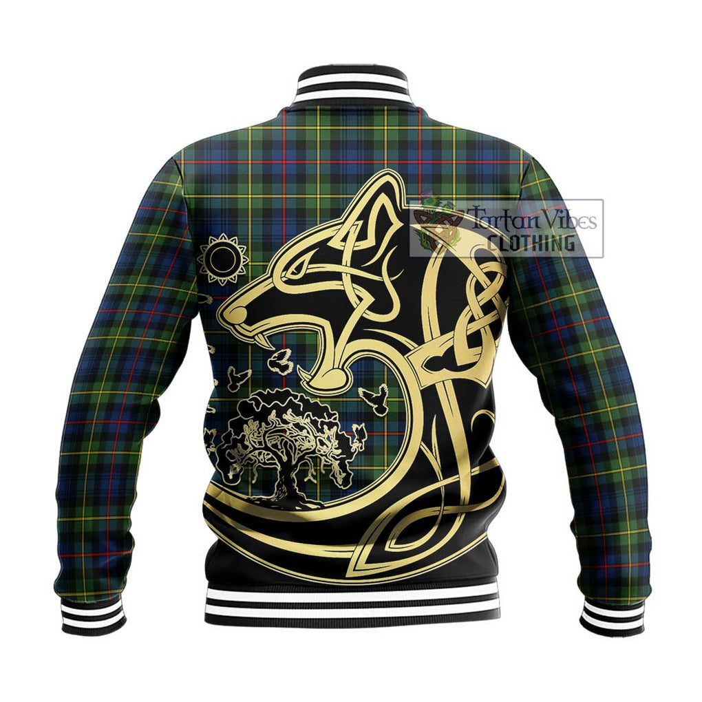 Bailey Modern Tartan Baseball Jacket with Family Crest Celtic Wolf Style - Tartan Vibes Clothing
