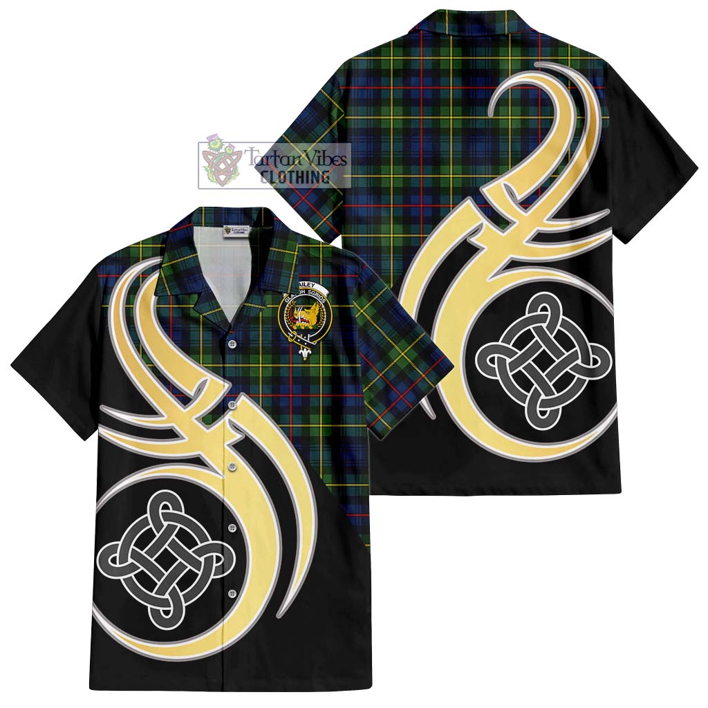 Bailey Modern Tartan Hawaiian Shirt with Family Crest and Celtic Symbol Style - Tartan Vibes Clothing