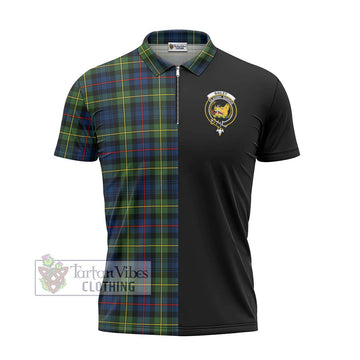 Bailey Modern Tartan Zipper Polo Shirt with Family Crest and Half Of Me Style - Tartan Vibes Clothing