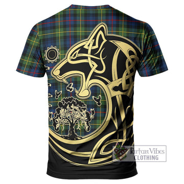 Bailey Modern Tartan T-Shirt with Family Crest Celtic Wolf Style - Tartan Vibes Clothing