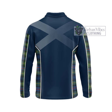 Bailey Modern Tartan Long Sleeve Polo Shirt with Family Crest and Lion Rampant Vibes Sport Style - Tartan Vibes Clothing