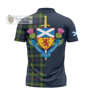Bailey Modern Tartan Zipper Polo Shirt Alba with Scottish Lion Royal Arm Half Style - Tartan Vibes Clothing
