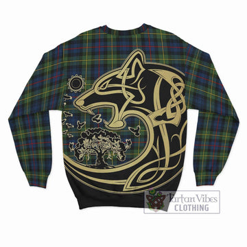 Bailey Modern Tartan Sweatshirt with Family Crest Celtic Wolf Style - Tartan Vibes Clothing