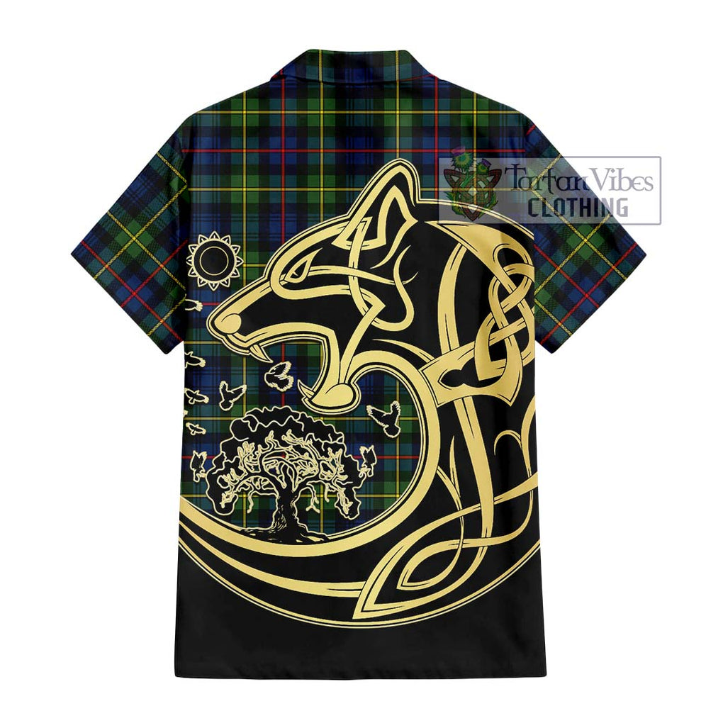 Bailey Modern Tartan Hawaiian Shirt with Family Crest Celtic Wolf Style - Tartan Vibes Clothing