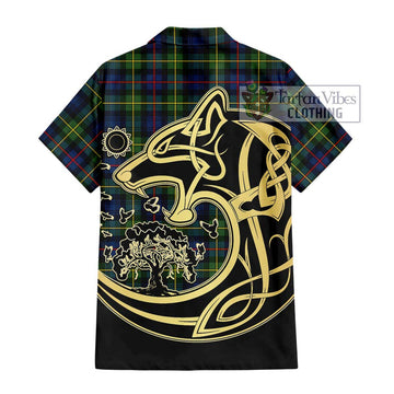 Bailey Modern Tartan Hawaiian Shirt with Family Crest Celtic Wolf Style - Tartan Vibes Clothing