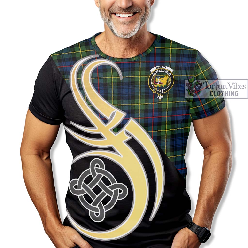 Bailey Modern Tartan T-Shirt with Family Crest and Celtic Symbol Style - Tartan Vibes Clothing