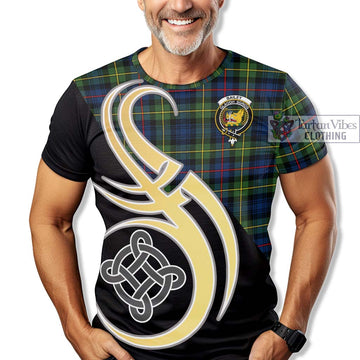 Bailey Modern Tartan T-Shirt with Family Crest and Celtic Symbol Style - Tartan Vibes Clothing