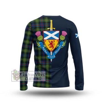 Bailey Modern Tartan Long Sleeve T-Shirt Alba with Scottish Lion Royal Arm Half Style - Tartan Vibes Clothing