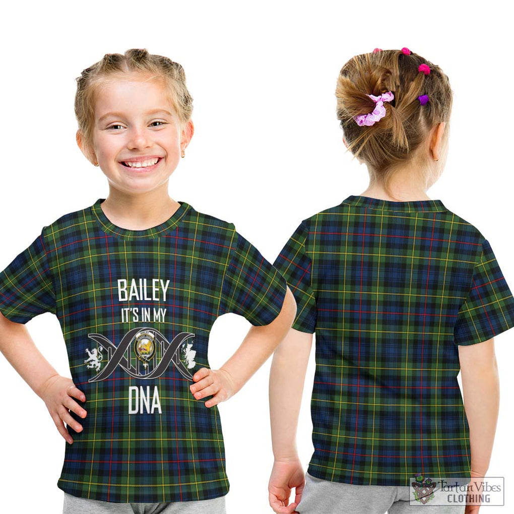 Bailey Modern Tartan Kid T-Shirt with Family Crest DNA In Me Style - Tartan Vibes Clothing
