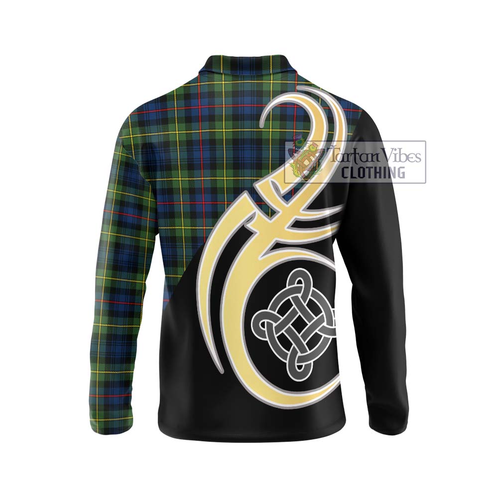 Bailey Modern Tartan Long Sleeve Polo Shirt with Family Crest and Celtic Symbol Style - Tartan Vibes Clothing