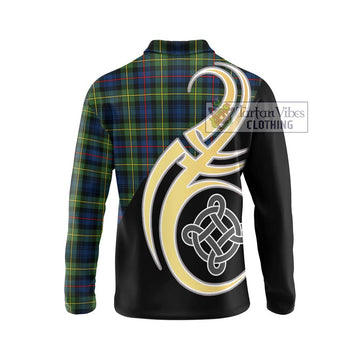 Bailey Modern Tartan Long Sleeve Polo Shirt with Family Crest and Celtic Symbol Style - Tartan Vibes Clothing