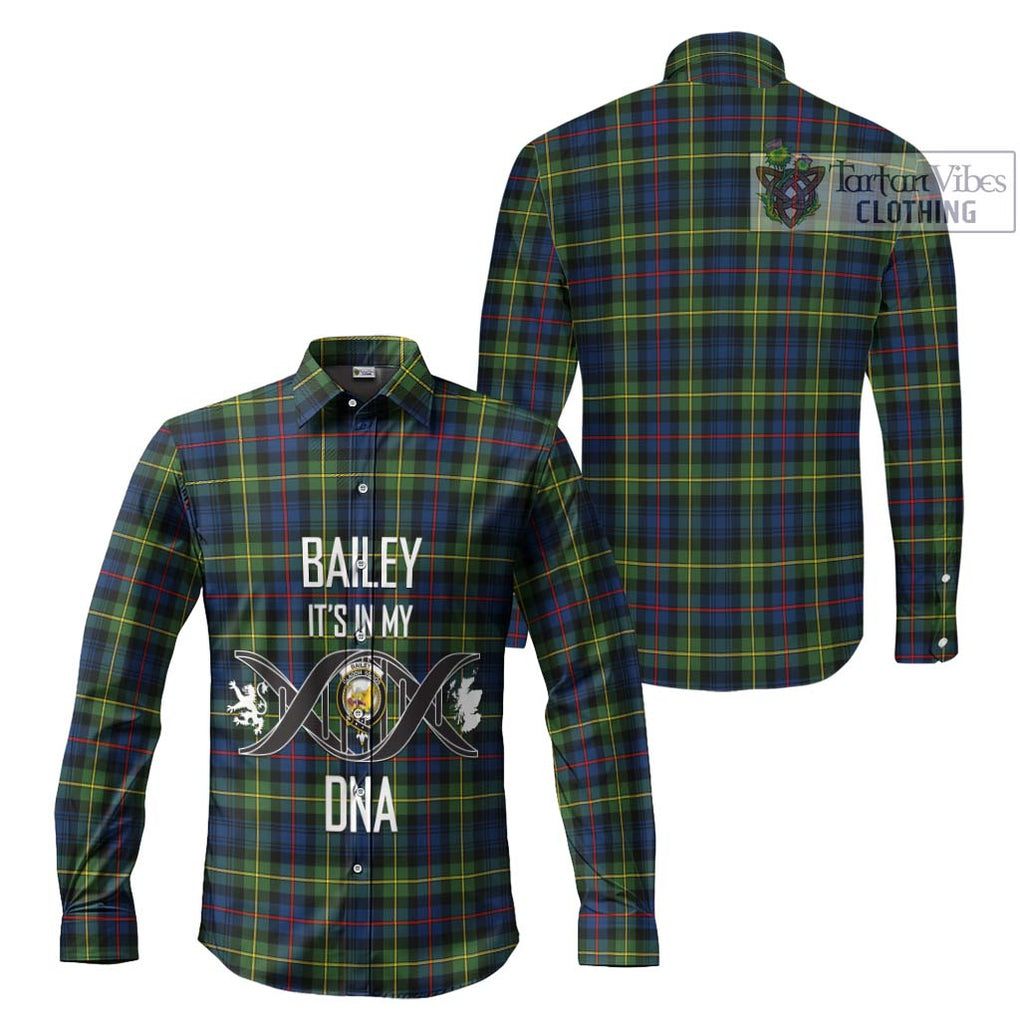 Bailey Modern Tartan Long Sleeve Button Shirt with Family Crest DNA In Me Style Men's Shirt - Tartanvibesclothing Shop