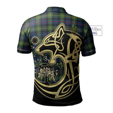 Bailey Modern Tartan Polo Shirt with Family Crest Celtic Wolf Style - Tartan Vibes Clothing