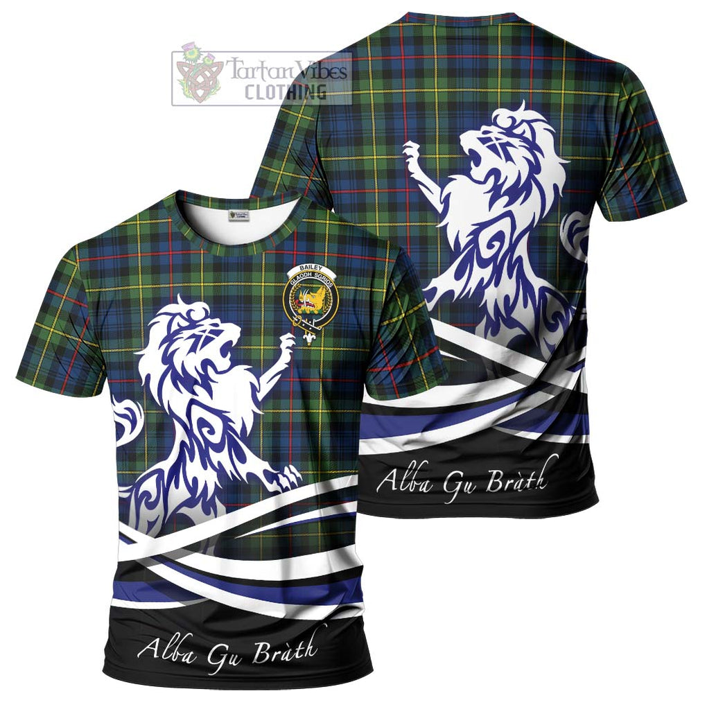 Bailey Modern Tartan Cotton T-shirt with Alba Gu Brath Regal Lion Emblem Women's Shirt - Tartan Vibes Clothing