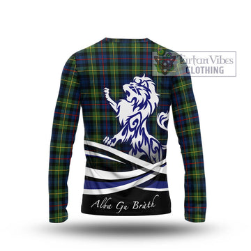Bailey Modern Tartan Long Sleeve T-Shirt with Alba Gu Brath Regal Lion Emblem - Tartan Vibes Clothing