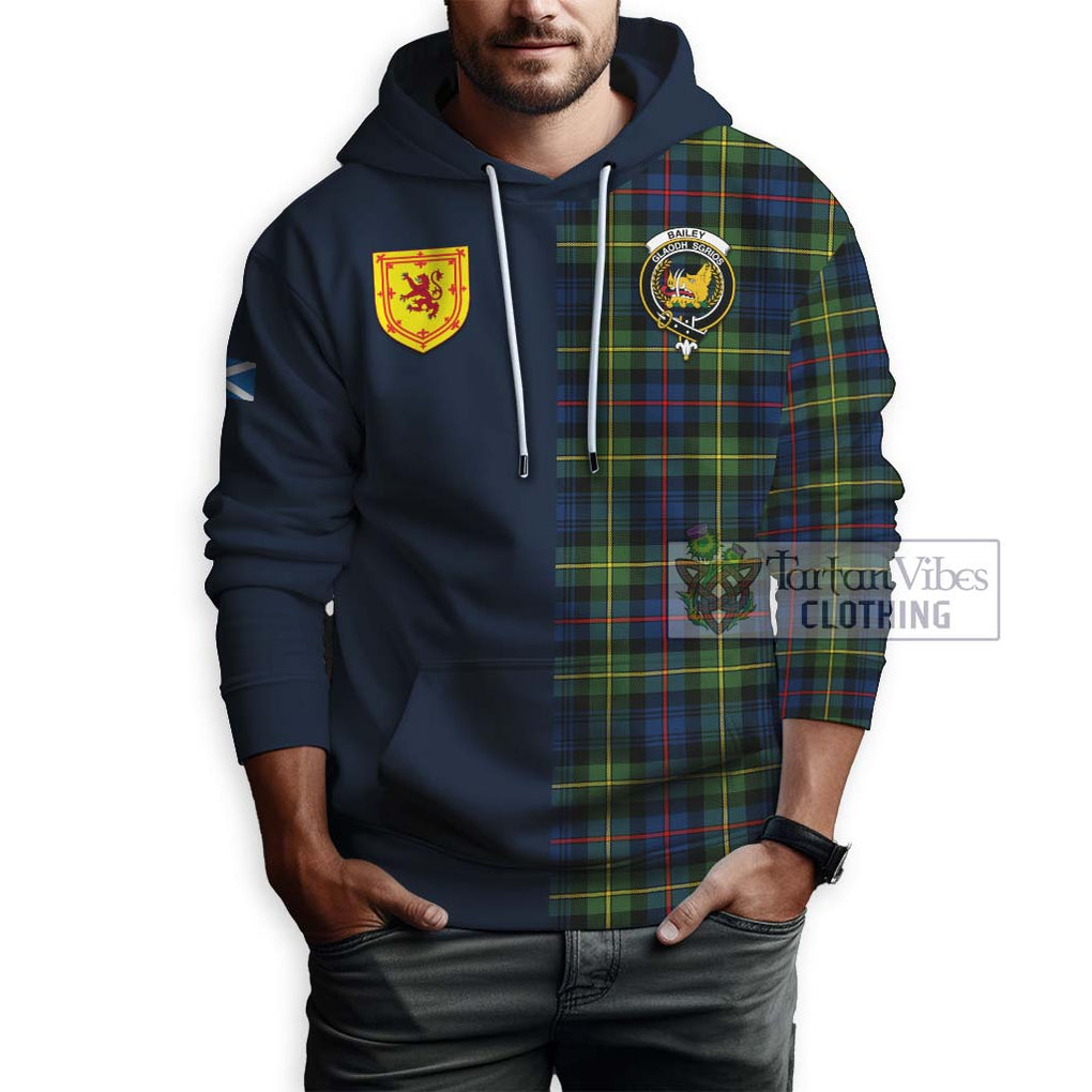 Bailey Modern Tartan Hoodie Alba with Scottish Lion Royal Arm Half Style - Tartan Vibes Clothing
