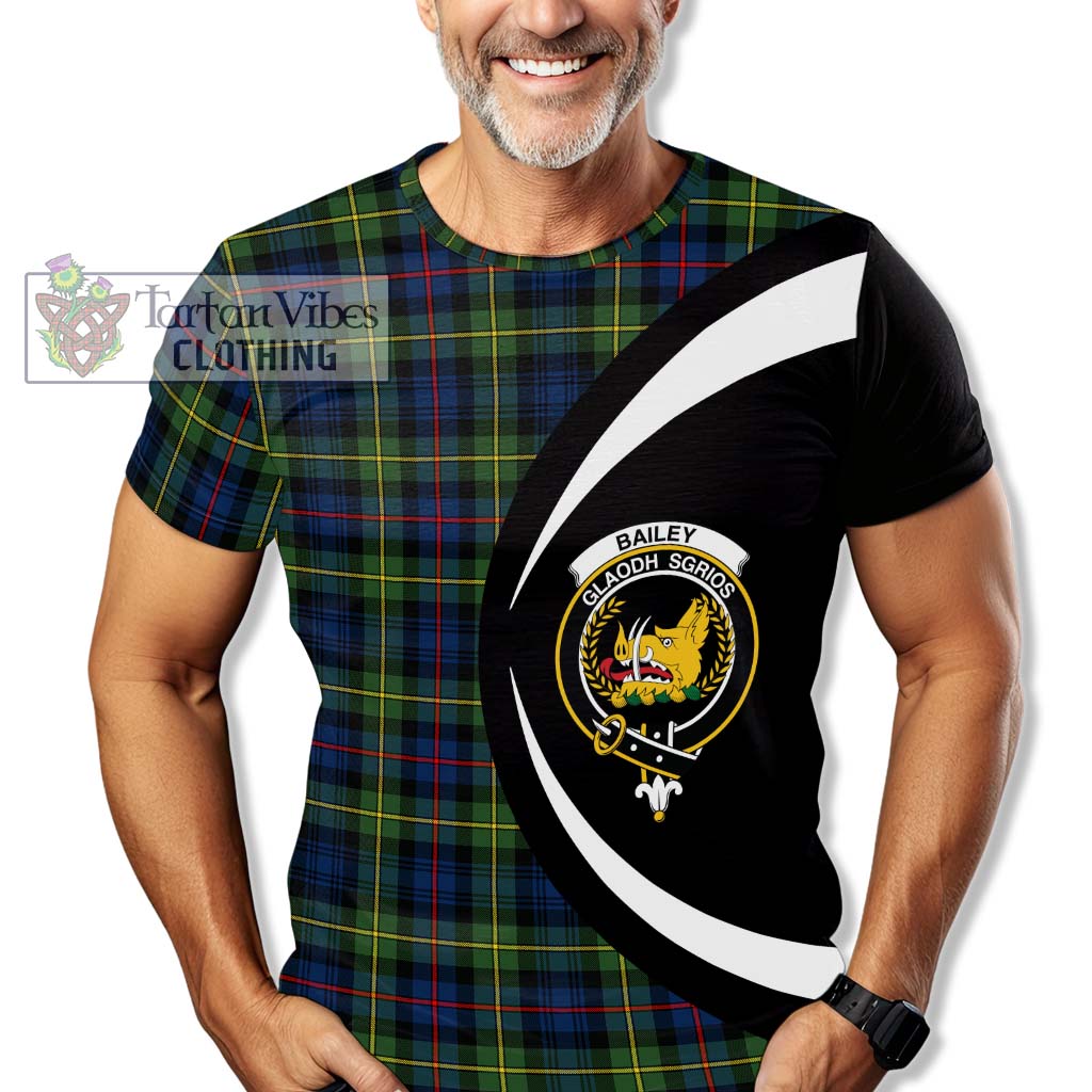 Bailey Modern Tartan T-Shirt with Family Crest Circle Style - Tartan Vibes Clothing