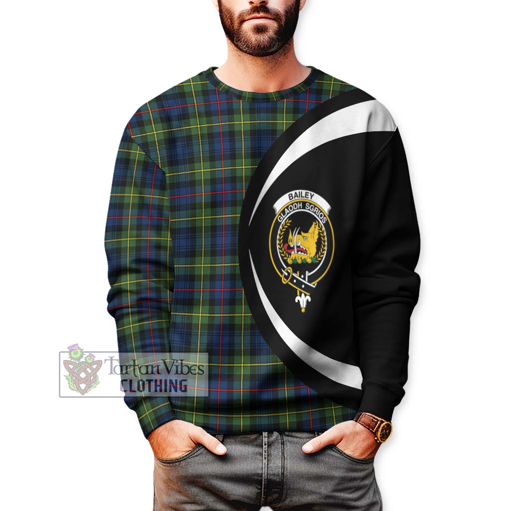 Bailey Modern Tartan Sweatshirt with Family Crest Circle Style - Tartan Vibes Clothing