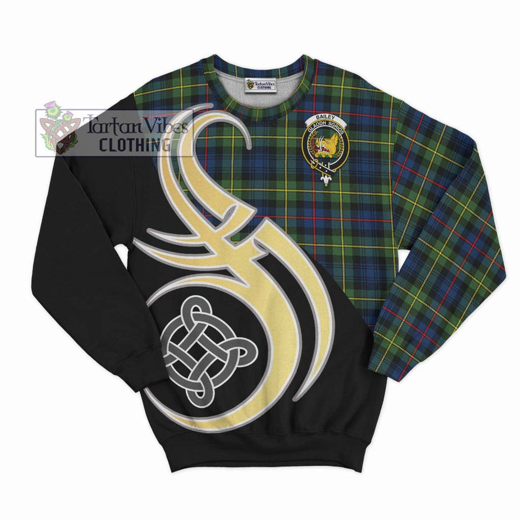 Bailey Modern Tartan Sweatshirt with Family Crest and Celtic Symbol Style - Tartan Vibes Clothing