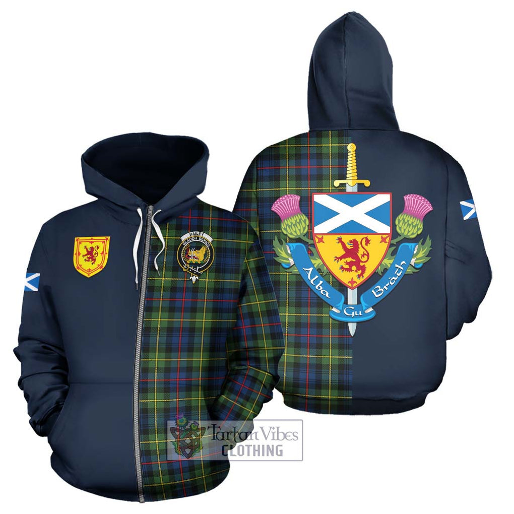 Bailey Modern Tartan Hoodie Alba with Scottish Lion Royal Arm Half Style - Tartan Vibes Clothing