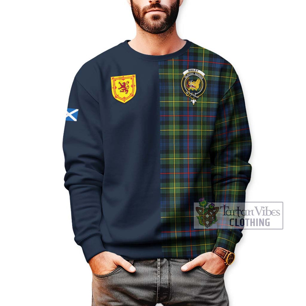 Bailey Modern Tartan Sweatshirt Alba with Scottish Lion Royal Arm Half Style - Tartan Vibes Clothing