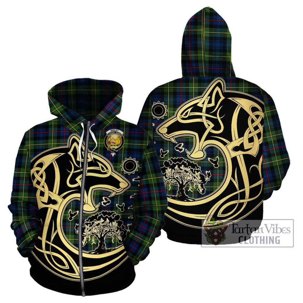 Bailey Modern Tartan Hoodie with Family Crest Celtic Wolf Style - Tartan Vibes Clothing