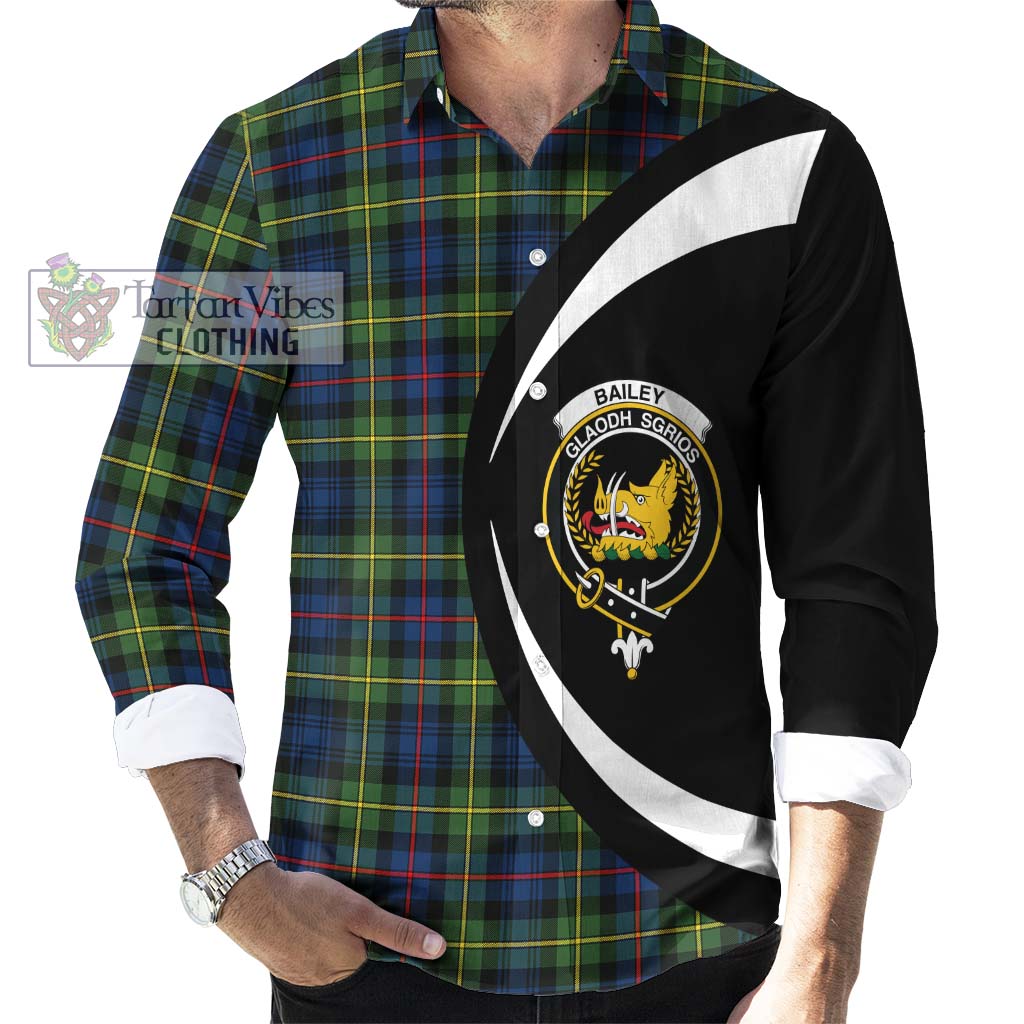 Bailey Modern Tartan Long Sleeve Button Up with Family Crest Circle Style - Tartan Vibes Clothing