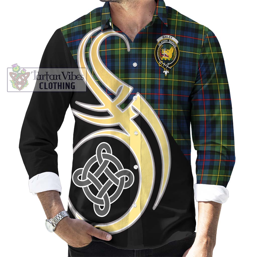 Bailey Modern Tartan Long Sleeve Button Shirt with Family Crest and Celtic Symbol Style - Tartan Vibes Clothing