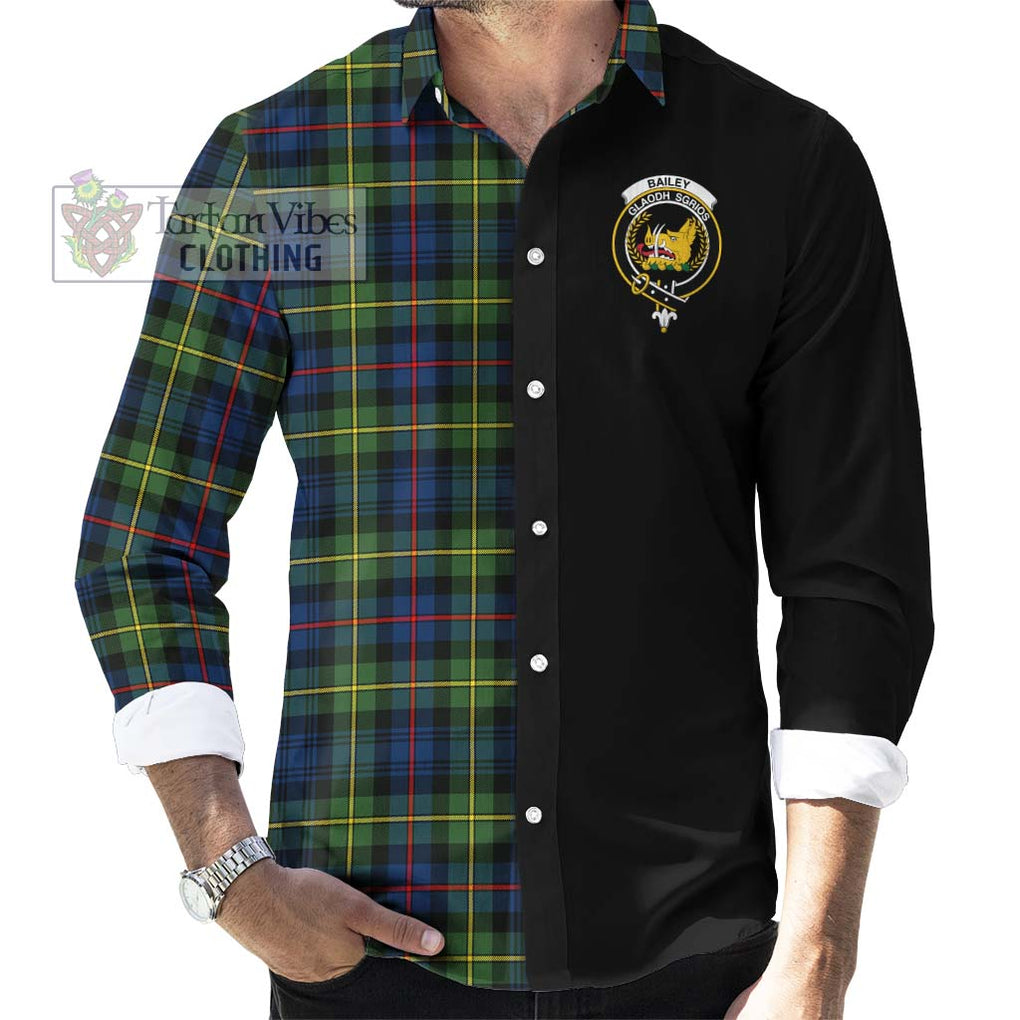 Bailey Modern Tartan Long Sleeve Button Shirt with Family Crest and Half Of Me Style - Tartanvibesclothing Shop