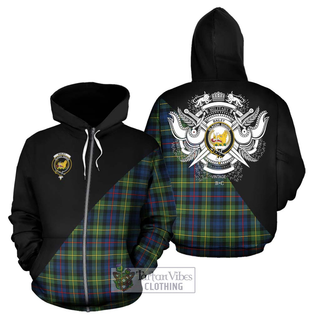 Bailey Modern Tartan Hoodie with Family Crest and Military Logo Style - Tartan Vibes Clothing