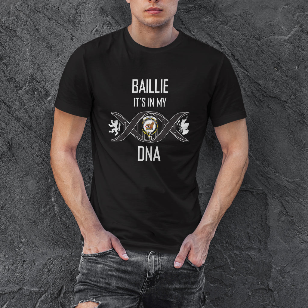 Baillie Family Crest DNA In Me Mens T Shirt Black - Tartanvibesclothing
