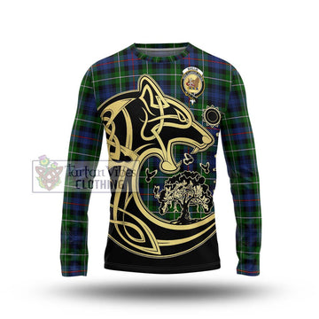 Baillie Tartan Long Sleeve T-Shirt with Family Crest Celtic Wolf Style Unisex - Tartan Vibes Clothing