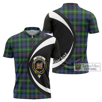 Baillie Tartan Zipper Polo Shirt with Family Crest Circle Style Unisex - Tartan Vibes Clothing