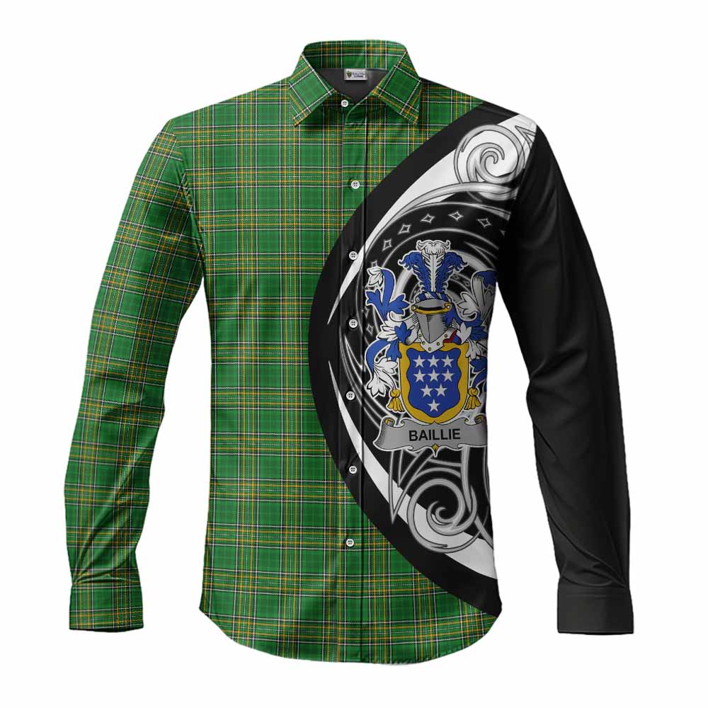 Tartan Vibes Clothing Baillie Irish Clan Long Sleeve Button Shirt Celtic Circle Style