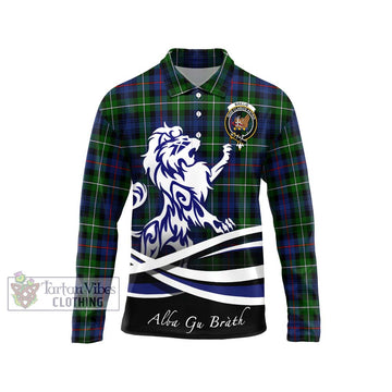 Baillie Tartan Long Sleeve Polo Shirt with Alba Gu Brath Regal Lion Emblem Unisex - Tartan Vibes Clothing