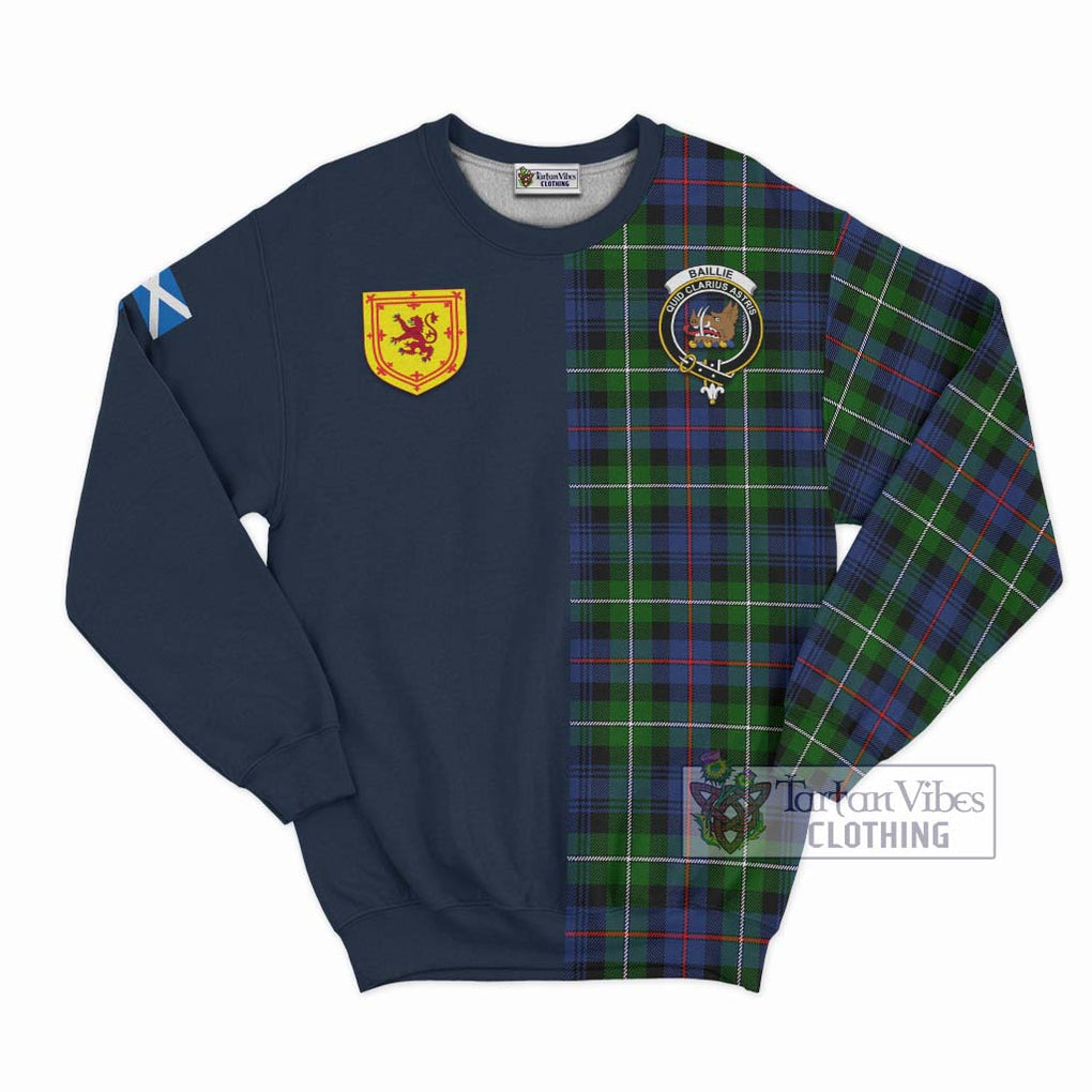 Baillie Tartan Sweatshirt Alba with Scottish Lion Royal Arm Half Style Unisex - Tartan Vibes Clothing