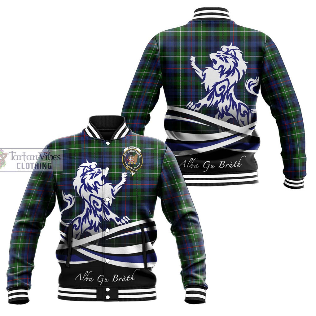 Baillie Tartan Baseball Jacket with Alba Gu Brath Regal Lion Emblem Unisex - Tartan Vibes Clothing